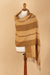 100% baby alpaca shawl, 'Andean Evening' - Handloomed Soft Brown and Beige 100% Baby Alpaca Shawl (image 2b) thumbail