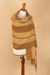 100% baby alpaca shawl, 'Andean Evening' - Handloomed Soft Brown and Beige 100% Baby Alpaca Shawl (image 2c) thumbail