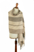 100% baby alpaca shawl, 'Andean Heights' - Handloomed Soft Ivory and Beige 100% Baby Alpaca Shawl (image 2b) thumbail