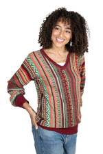 Baby alpaca blend pullover sweater, 'Earthy Threads in Red' - Knit Baby Alpaca Blend Pullover Sweater with Red Hem & Cuffs