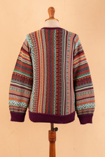 Baby alpaca blend pullover sweater, 'Earthy Threads in Red' - Knit Baby Alpaca Blend Pullover Sweater with Red Hem & Cuffs