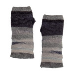 100% alpaca fingerless mittens, 'Monochromatic Shades' - 100% Alpaca Grey and Black Knit Fingerless Mittens from Peru