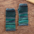 100% alpaca fingerless mittens, 'Shades of Blue' - 100% Alpaca Blue and Teal Knit Fingerless Mittens from Peru (image 2) thumbail