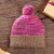 Alpaca blend hat, 'Pretty in Pink' - Patterned Knit Alpaca Blend Hat with Pompom in Pink & Brown (image 2) thumbail