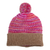 Alpaca blend hat, 'Pretty in Pink' - Patterned Knit Alpaca Blend Hat with Pompom in Pink & Brown thumbail