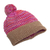 Sombrero de mezcla de alpaca - Gorro de punto estampado en mezcla de alpaca con pompón en rosa y marrón