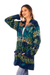 Alpaca blend cardigan, 'Blue Andean Mosaics' - Alpaca Blend Knit Long-Sleeved Floral Cardigan in Blue (image 2c) thumbail