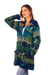 Alpaca blend cardigan, 'Blue Andean Mosaics' - Alpaca Blend Knit Long-Sleeved Floral Cardigan in Blue