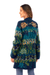 Alpaca blend cardigan, 'Blue Andean Mosaics' - Alpaca Blend Knit Long-Sleeved Floral Cardigan in Blue (image 2d) thumbail