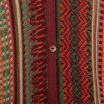 Baby alpaca blend cardigan, 'Zig-Zag Threads in Red' - Baby Alpaca Blend Cardigan with Geometric Patterns from Peru