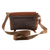 Leather and cotton messenger bag, 'Terrain Explorer' - Leather and Cotton Messenger Bag with Adjustable Straps