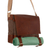 Leather and cotton messenger bag, 'Land Explorer' - Brown Leather & Cotton Messenger Bag with Adjustable Straps