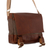 Leather and cotton messenger bag, 'Land Explorer' - Brown Leather & Cotton Messenger Bag with Adjustable Straps