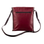Leather and wool sling bag, 'Route to Adventure' - Burgundy Leather Sling Bag with Hand Loomed Wool Accent