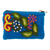 Geldbörse aus Wolle, „Eden Blue“ – Handgefertigte Geldbörse aus blauer Wolle mit Blattmotiv aus Peru
