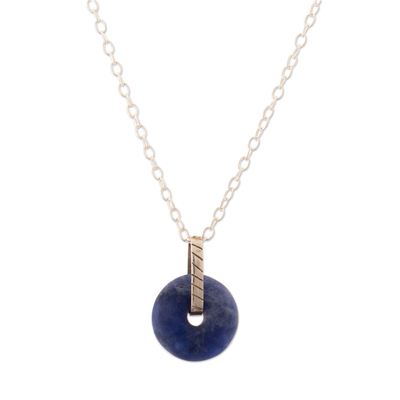 Sodalite pendant necklace, 'Serene Truth' - Natural Sodalite and Sterling Silver Pendant Necklace