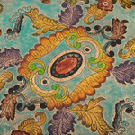 Reverse-painted glass tray, 'Baroque Reef' - Handcrafted Baroque Leafy Reverse-Painted Glass Tray