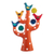 Ceramic sculpture, 'The Charming Tree Family' - Hand-Painted Tree-Shaped Floral Ceramic Sculpture in Orange