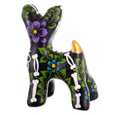 Ceramic sculpture, 'Undying Friend' - Hand-Painted Day of the Dead Dog-Shaped Ceramic Sculpture