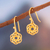 Gold-plated dangle earrings, 'Glorious Rosetta' - High-Polished 18k Gold-Plated Rose-Shaped Dangle Earrings
