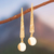 Gold-plated dangle earrings, 'Triumphal Finesse' - Polished Geometric 18k Gold-Plated Dangle Earrings