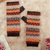 fingerlose Handschuhe aus 100 % Baby-Alpaka - Grau-orange gestrickte fingerlose Handschuhe aus 100 % Baby-Alpaka aus Peru