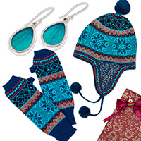 Kuratiertes Geschenkset „Winter Serenity“ – Kuratiertes Geschenkset mit fingerlosen Handschuhen und Ohrringen von Chullo Hat