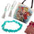 Kuratiertes Geschenkset - Einkaufstasche, Opal-Ohrringe und Amazonit-Armband, kuratiertes Geschenkset