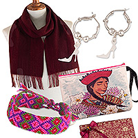 Set de regalo curado, 'Lady Andes' - Set de regalo curado de los Andes con pulsera, bufanda, pendientes