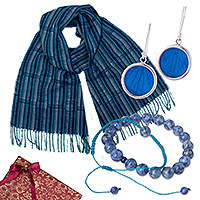 Set de regalo curado, 'Andean Heaven' - Set de regalo curado de joyería hecha a mano en tonos azules y sodalita