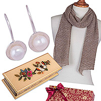 Set de regalo curado, 'Sophisticated Hues' - Set de regalo curado de perlas y alpaca floral hecho a mano