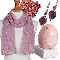 Curated gift set, 'Shades of Grace' - Handcrafted Gemstone Pink and Purple Curated Gift Set