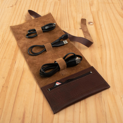 Curated gift set, 'World Adventurer' - Handcrafted Travel-Friendly Brown Leather Curated Gift Set