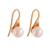 Gold-plated cultured pearl button earrings, 'Triumph Tears' - 18k Gold-Plated White Cultured Pearl Button Earrings thumbail