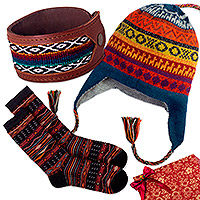 Curated gift set, 'Andean Trend' - Handcrafted Woven Alpaca and Wool Curated Gift Set