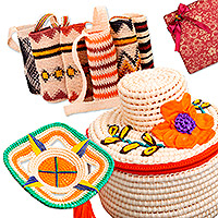 Set de regalo curado, 'Fibras Naturales' - Set de regalo curado de fibra natural colorida tejida a mano de Perú
