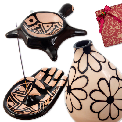 Kuratiertes Geschenkset - Handgefertigtes Geschenkset aus Ebenholz und Elfenbeinkeramik