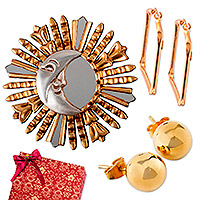Set de regalo curado, 'Mistic Gold' - Set de regalo curado hecho a mano con temática de Sol y Luna Dorados