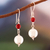 Carnelian dangle earrings, 'Courageous Moonlight' - High-Polished Sterling Silver and Carnelian Dangle Earrings (image 2) thumbail