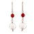 Carnelian dangle earrings, 'Courageous Moonlight' - High-Polished Sterling Silver and Carnelian Dangle Earrings thumbail