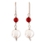 Carnelian dangle earrings, 'Courageous Moonlight' - High-Polished Sterling Silver and Carnelian Dangle Earrings