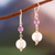 Amethyst dangle earrings, 'Wise Moonlight' - High-Polished Sterling Silver and Amethyst Dangle Earrings (image 2) thumbail