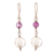 Amethyst dangle earrings, 'Wise Moonlight' - High-Polished Sterling Silver and Amethyst Dangle Earrings