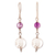 Amethyst dangle earrings, 'Wise Moonlight' - High-Polished Sterling Silver and Amethyst Dangle Earrings (image 2b) thumbail