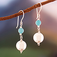 Amazonite dangle earrings, 'Lucky Moonlight' - High-Polished Sterling Silver and Amazonite Dangle Earrings