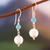 Amazonite dangle earrings, 'Lucky Moonlight' - High-Polished Sterling Silver and Amazonite Dangle Earrings (image 2) thumbail