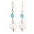 Amazonite dangle earrings, 'Lucky Moonlight' - High-Polished Sterling Silver and Amazonite Dangle Earrings (image 2b) thumbail