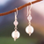 Rose quartz dangle earrings, 'Loving Moonlight' - Polished Sterling Silver and Rose Quartz Dangle Earrings (image 2) thumbail