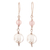 Rose quartz dangle earrings, 'Loving Moonlight' - Polished Sterling Silver and Rose Quartz Dangle Earrings (image 2b) thumbail