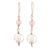 Rose quartz dangle earrings, 'Loving Moonlight' - Polished Sterling Silver and Rose Quartz Dangle Earrings